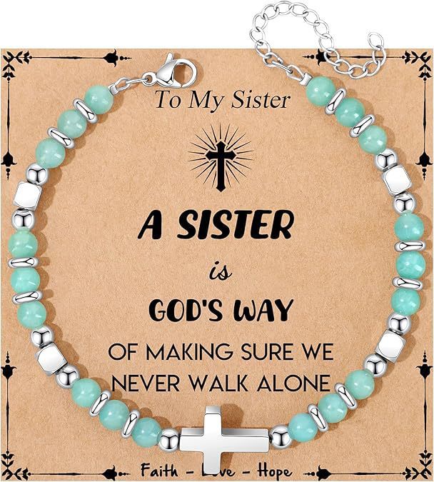 Sweet Geometric Cross Stainless Steel Bracelet with 4mm Amethyst and Amazonite Beads Unisex