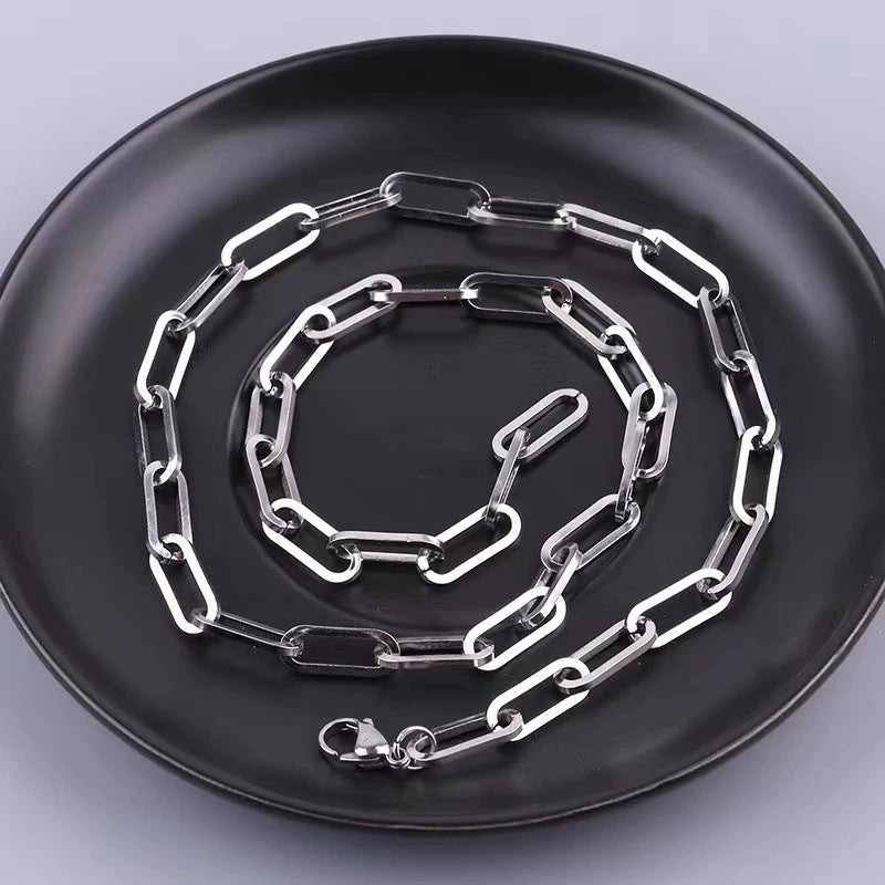 Minimalist Elegant Hollow Out Cross Titanium Steel Cable Chain Necklace for Unisex