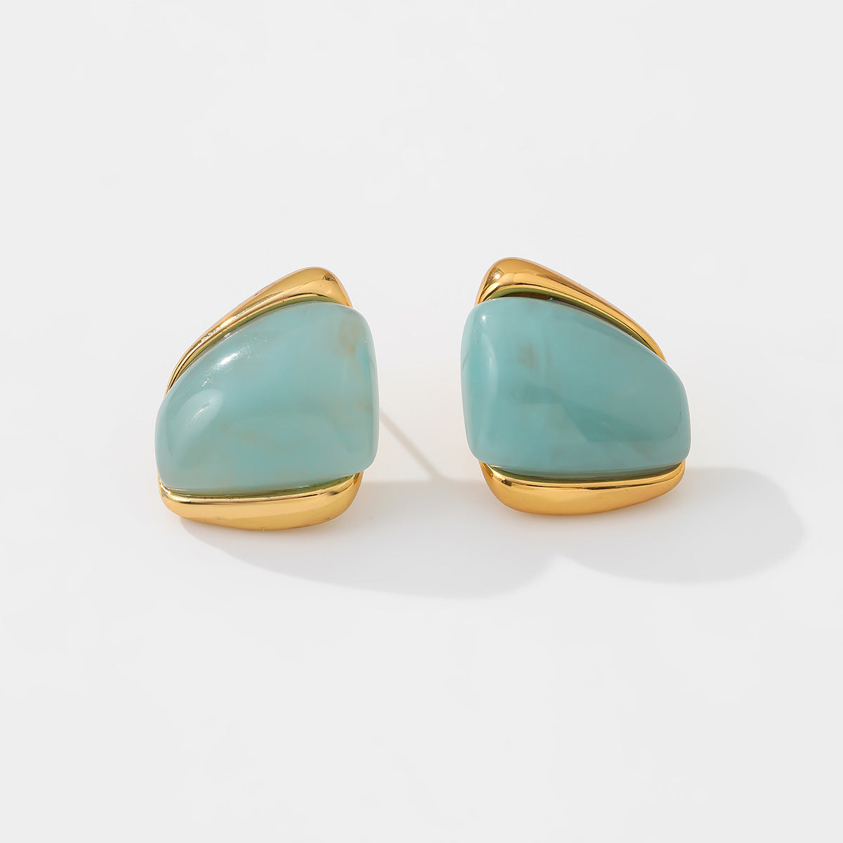 Minimalist Geometric Oval Stainless Steel PVD Plated Earrings for Women