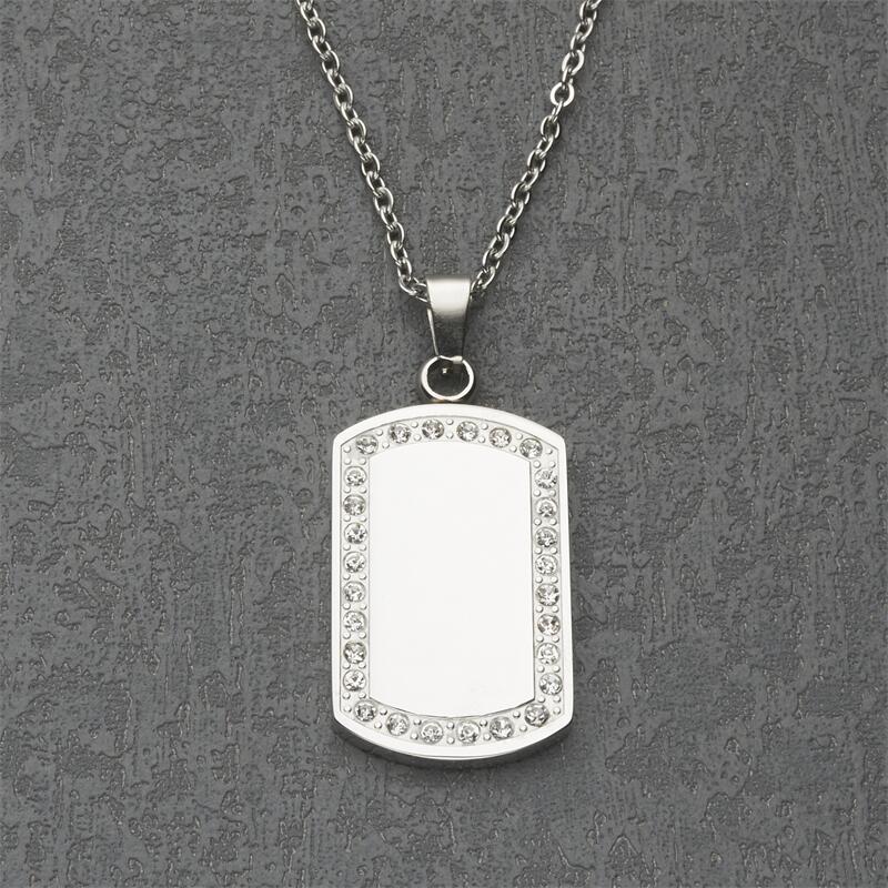 Sweet and Edgy Geometric Pendant Necklace in Stainless Steel with Double-Sided Polished Finish and Engravable Design