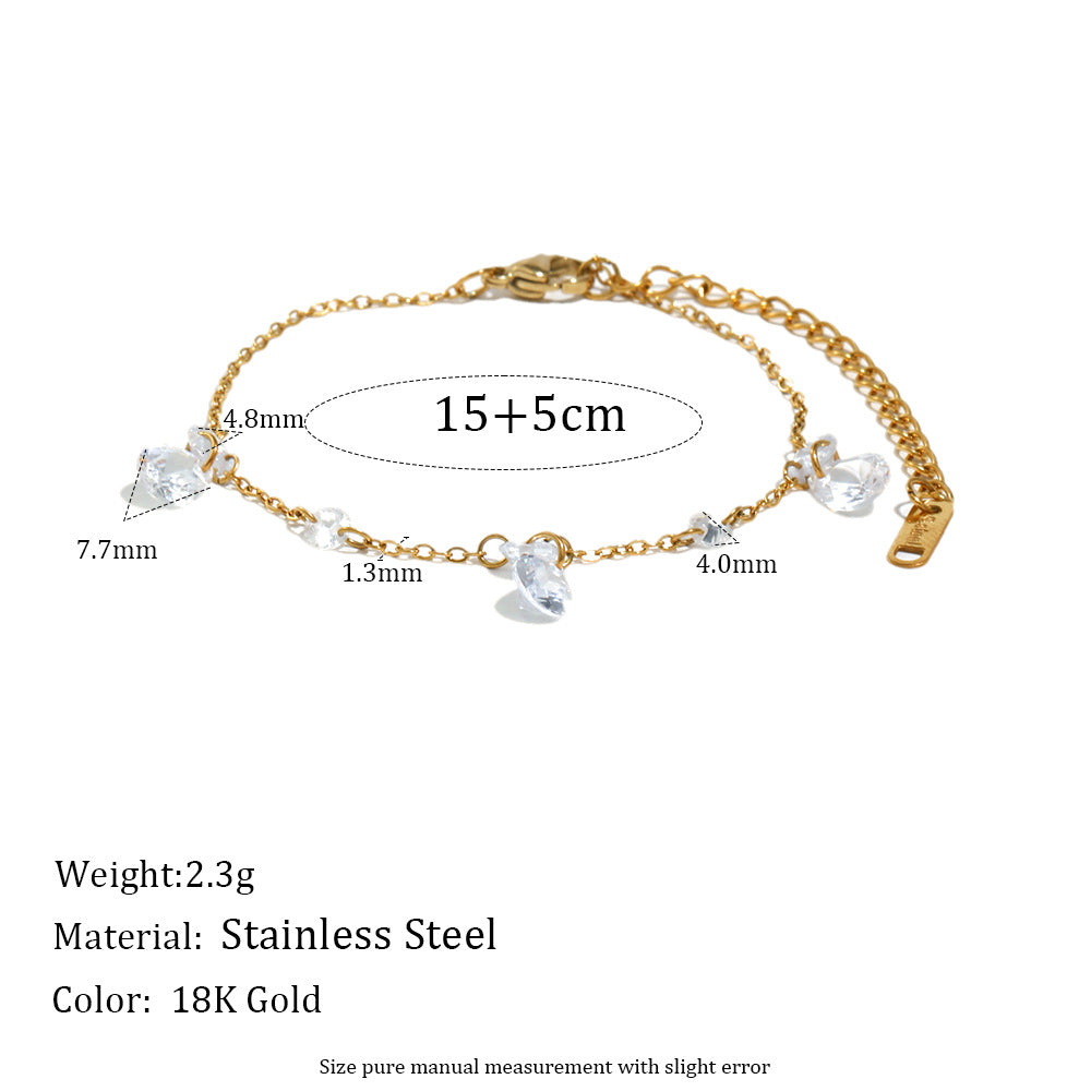 Collar de borla de circonitas de oro de 18 quilates chapado en acero inoxidable geométrico minimalista para mujer
