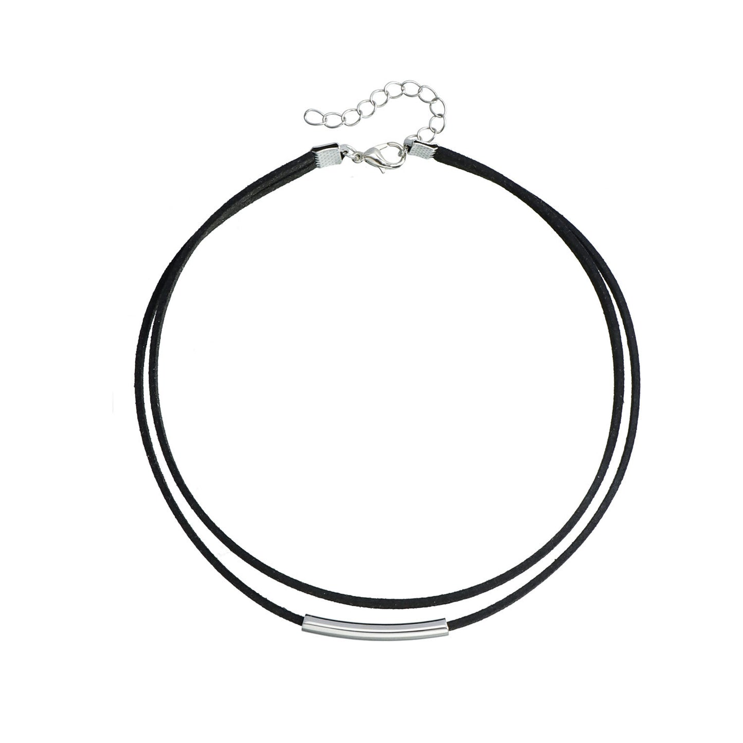 Collar minimalista geométrico de tubo doblado con cordón de terciopelo negro para mujer Gargantilla de doble capa con acabado chapado