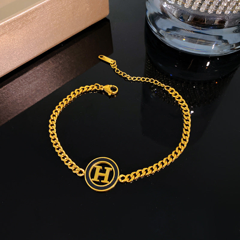 Minimalist Luxury Geometric Letter Titanium Steel Bracelet