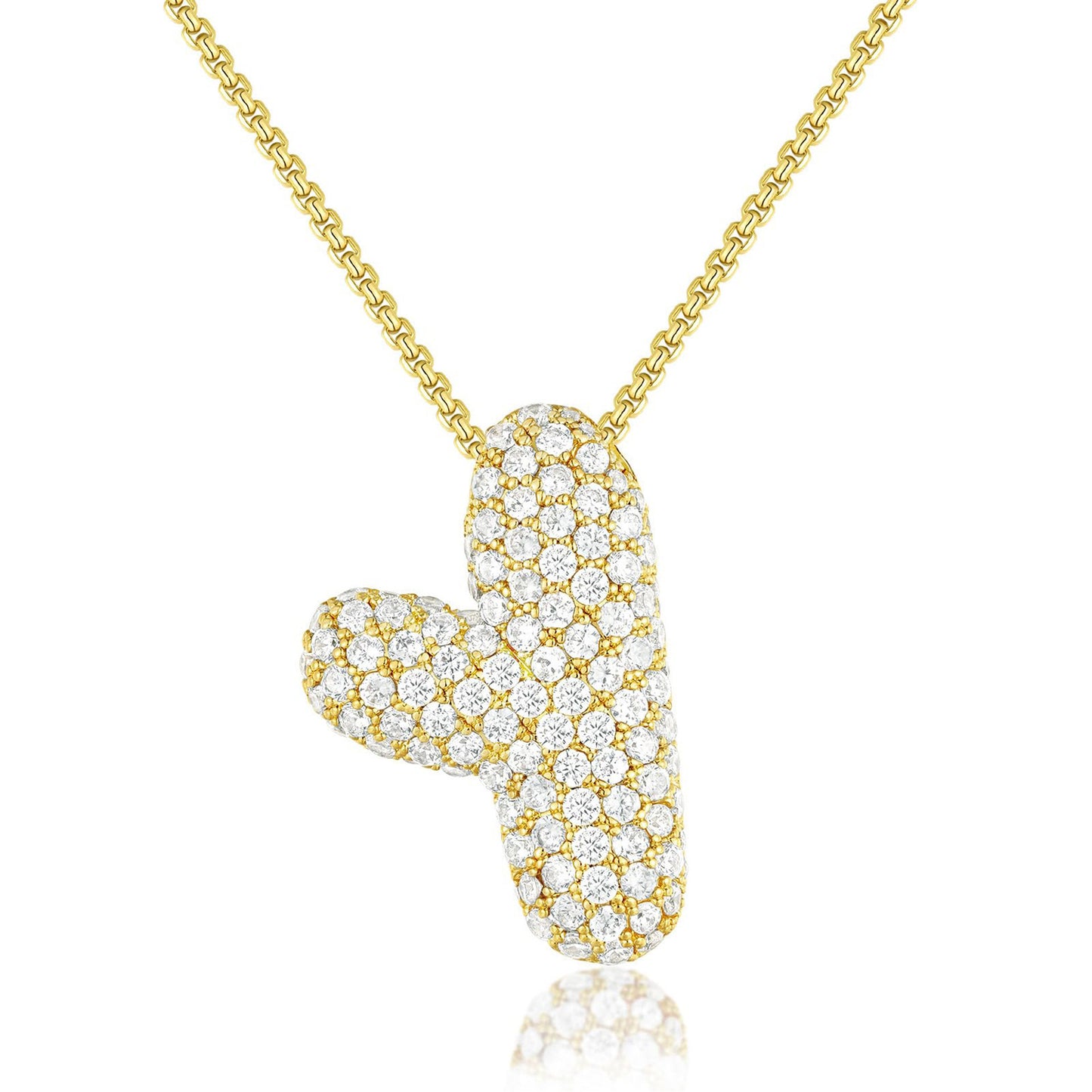 Luxury Elegant Gold Silver Plated Brass Letter Pendant Necklace with Cubic Zirconia for Women
