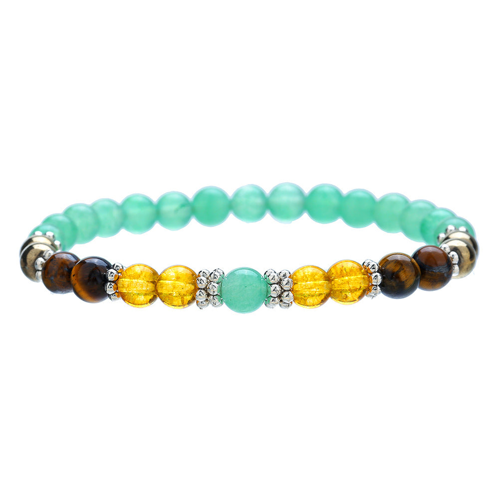 Bohemian Ethnic Natural Agate Crystal Round Beaded Stretch Bracelet