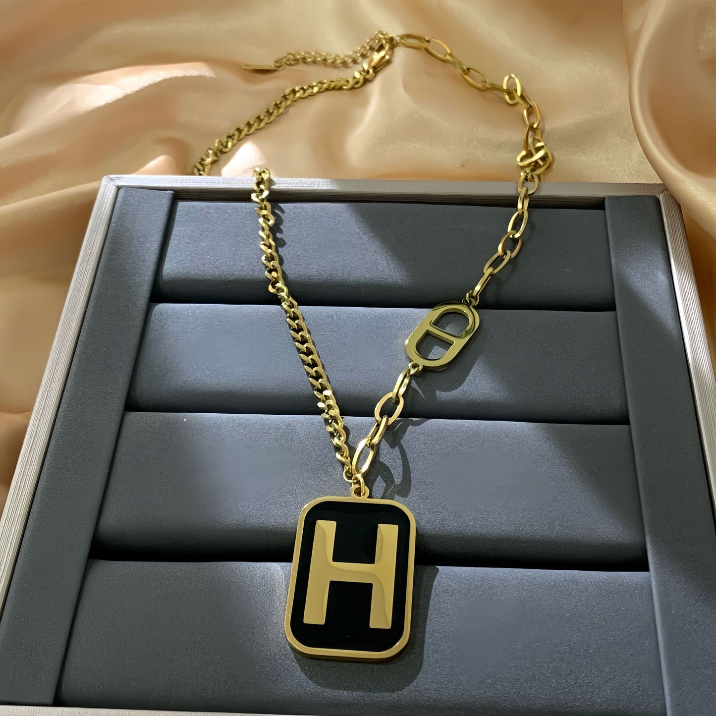 Hip-hop Sporty Letter Square Titanium Steel Plated Necklace Unisex