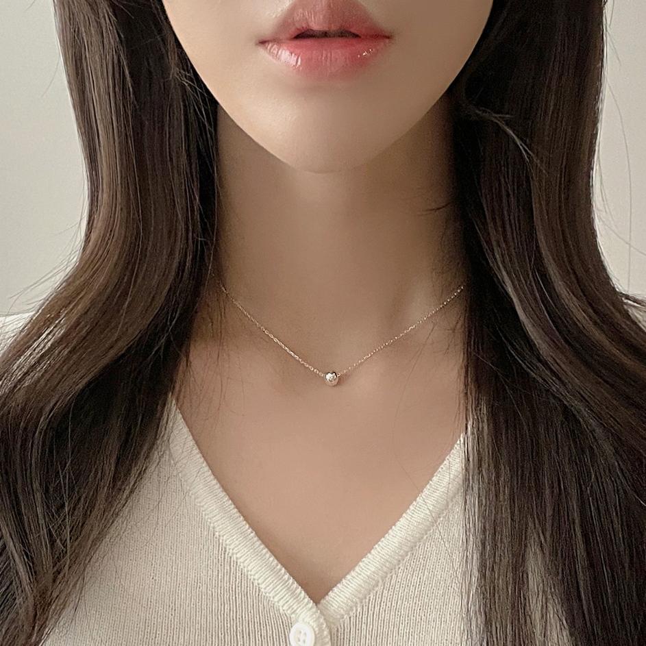 Minimalist Round Bead Pendant Necklace in 925 Sterling Silver with Polished Finish
