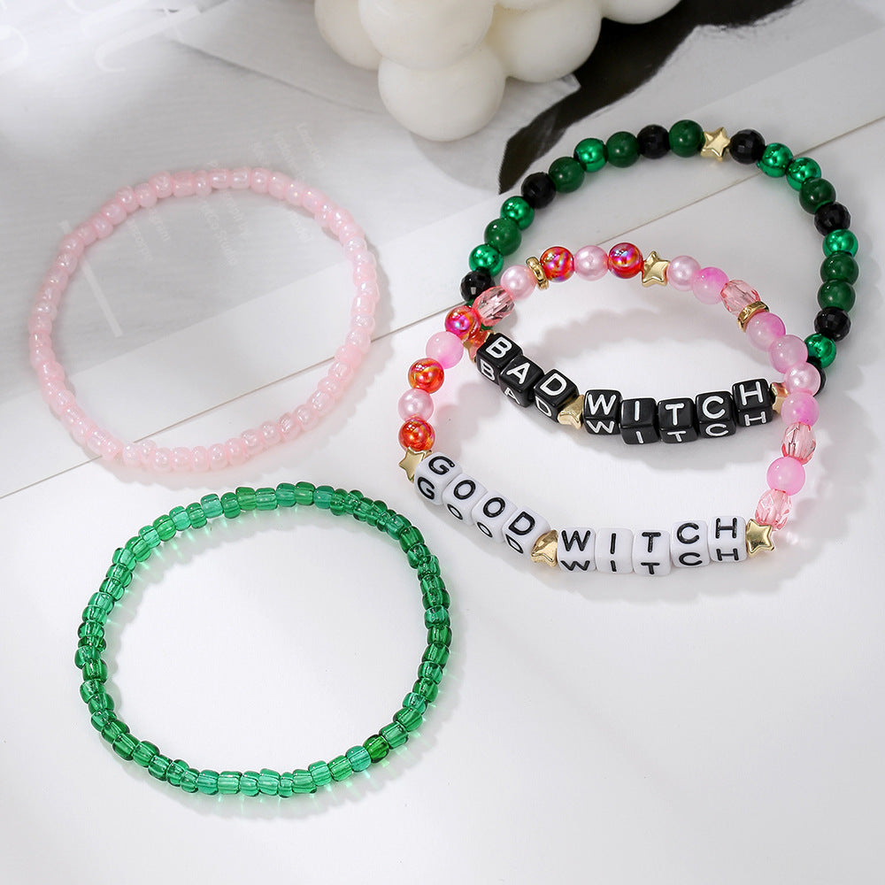 Streetwear Handmade Acrylic Letter Beaded Bracelet Unisex