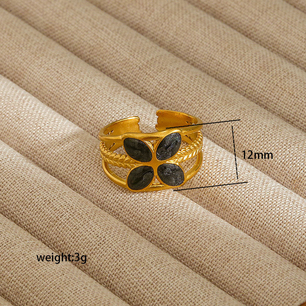 Anillo abierto irregular de acero inoxidable para mujer con baño de oro de 18K, diseños geométricos de corazón, estrella, letras y constelaciones