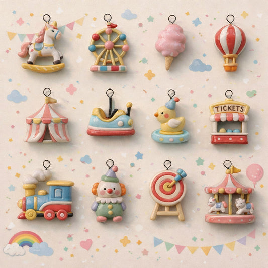 Ciondolo Charm Bar Vintage in Ottone Placcato Oro 14K a Forma di Cartone Animato con Olio a Goccia