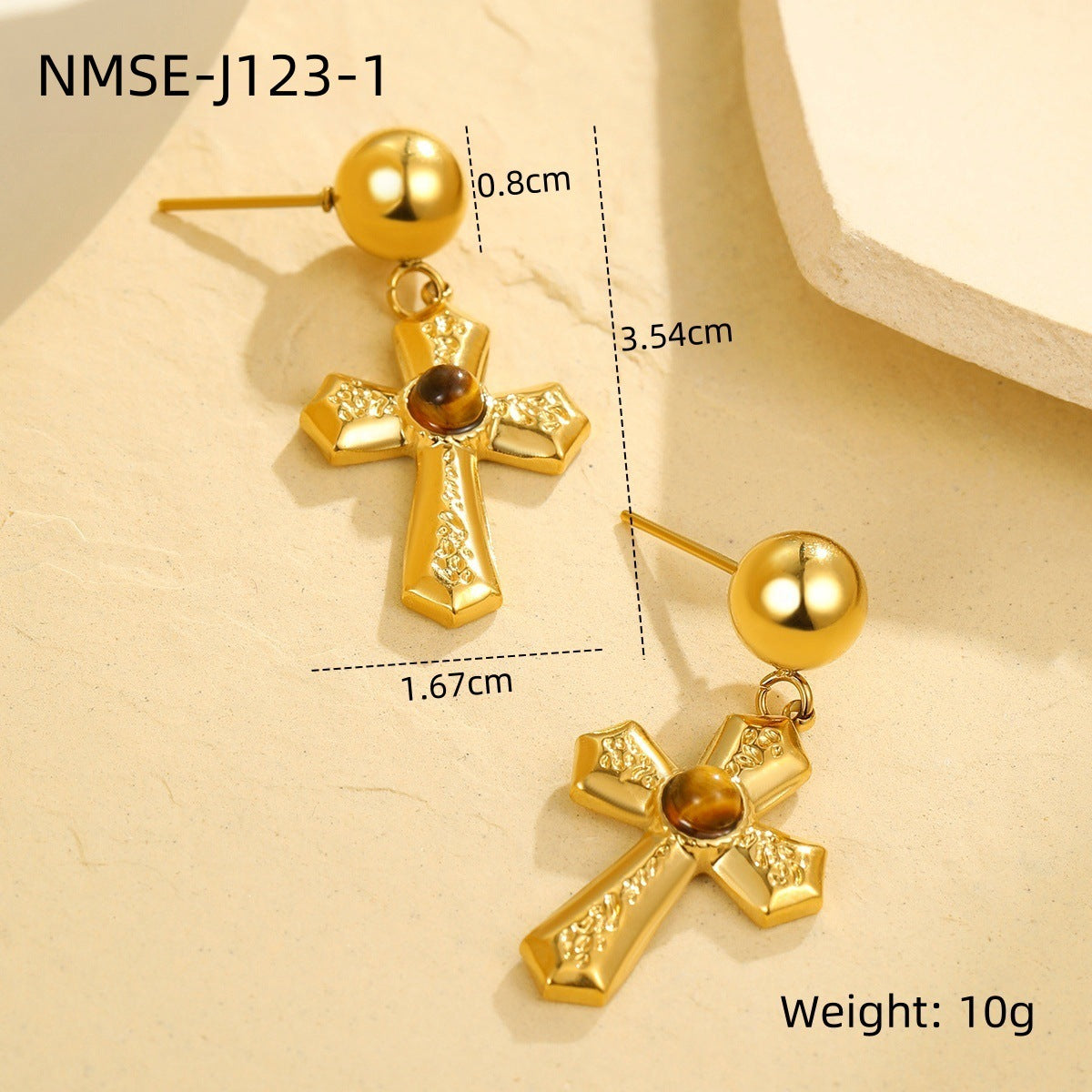 Minimalist Geometric Stainless Steel Cross Stud Earrings with Plated Finish for Women