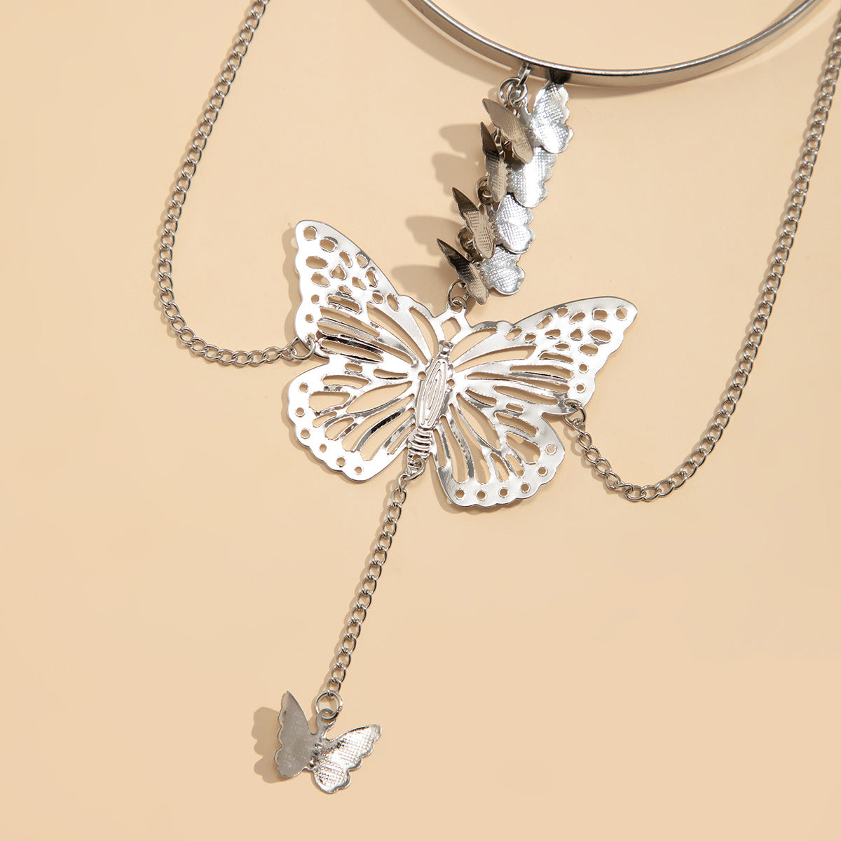 Minimalist Butterfly Pendant Arm Chain for Women with Plated Metal U-Shaped Link Design