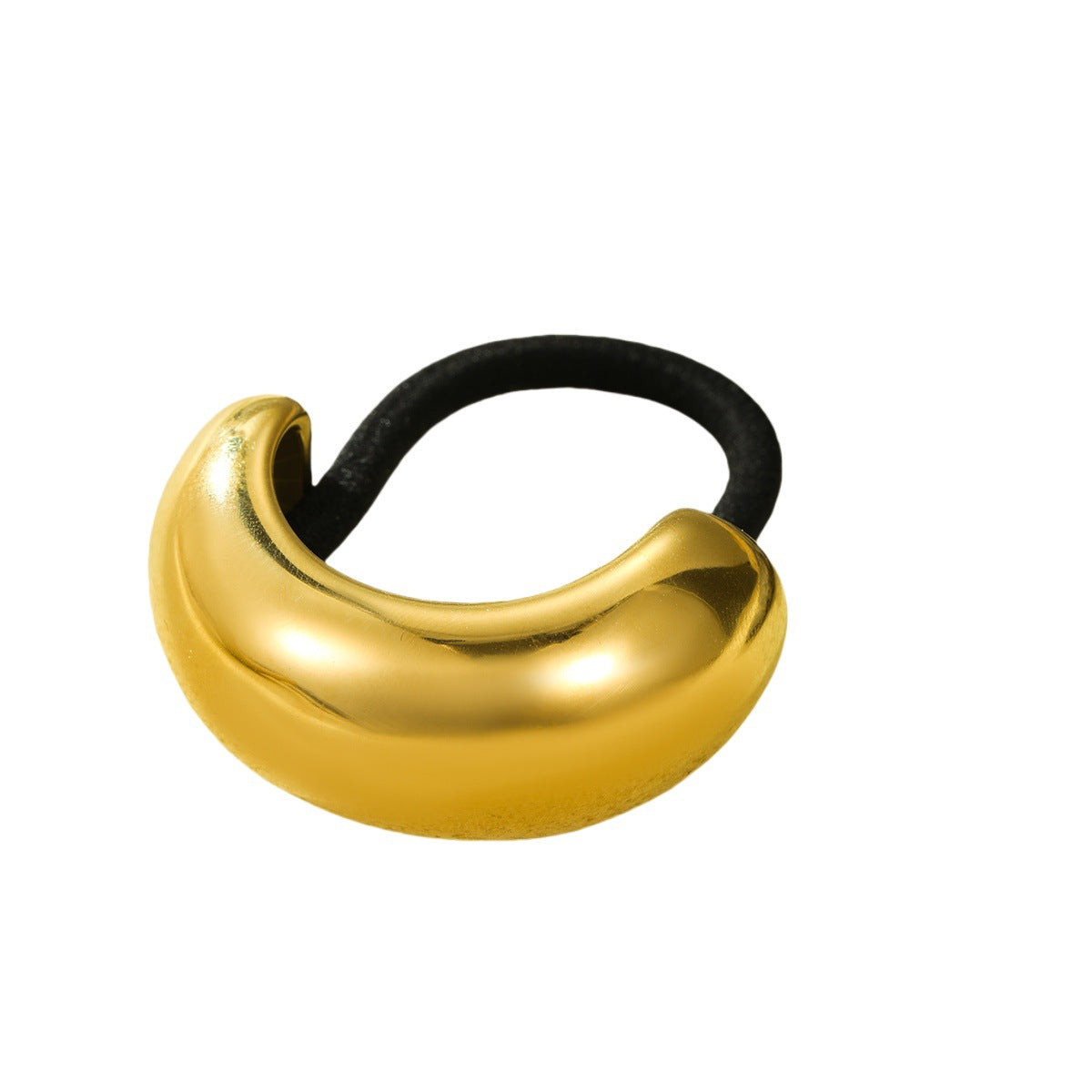 Minimalist Round Arc Hollow Titanium Steel Hair Tie with 18K Gold Plating for Women