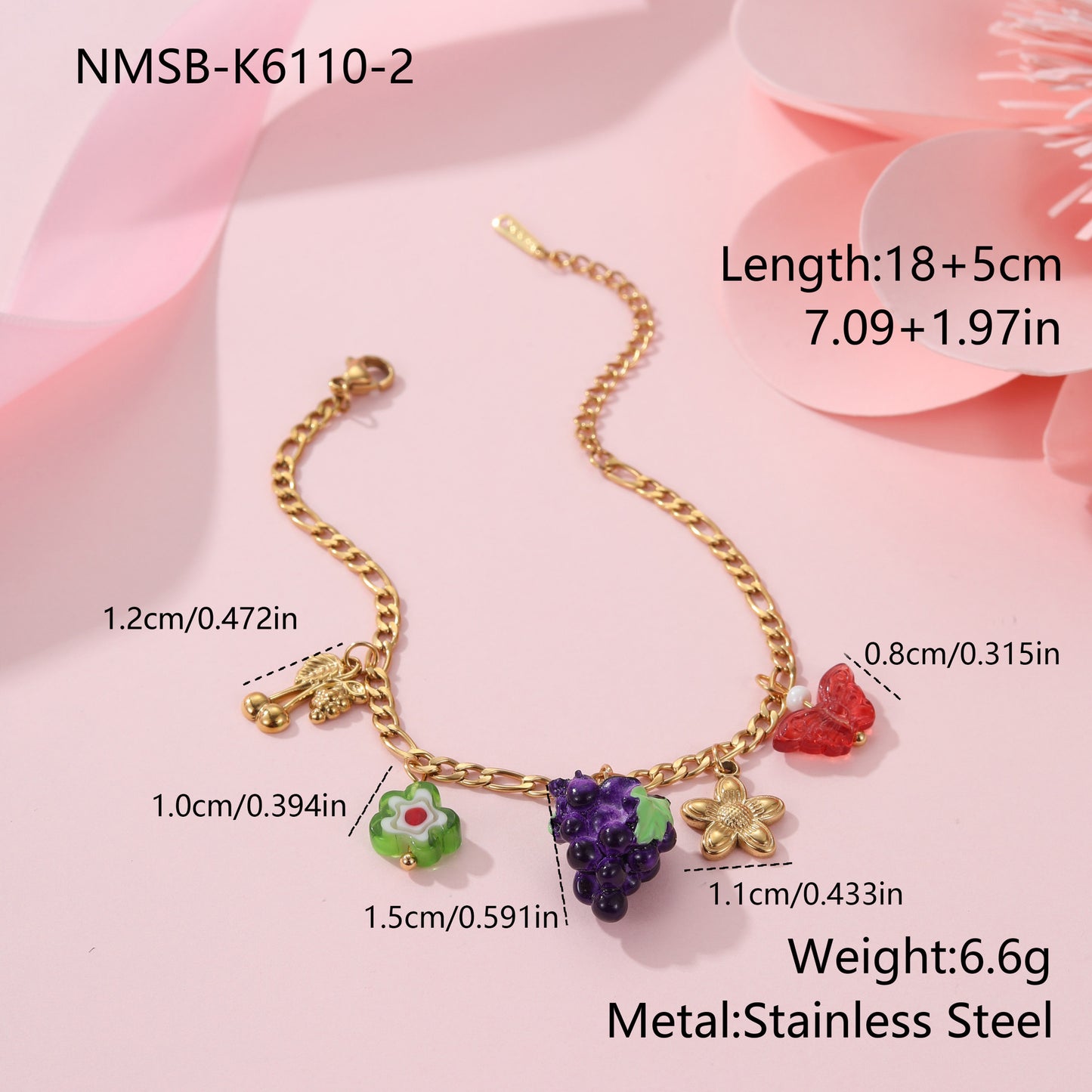 Collana con Pendente in Acciaio Inossidabile a Forma di Frutta alla Moda con Finitura Placcata per Donne, Catena con Ciondolo a Limone, Fragola e Uva