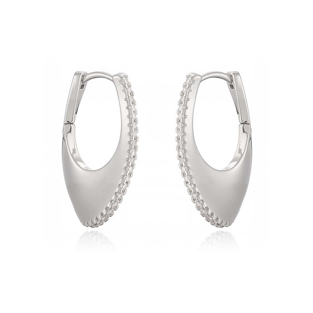 Minimalist Elegant Irregular Geometric Cubic Zirconia Brass 18K Gold Plated Earrings