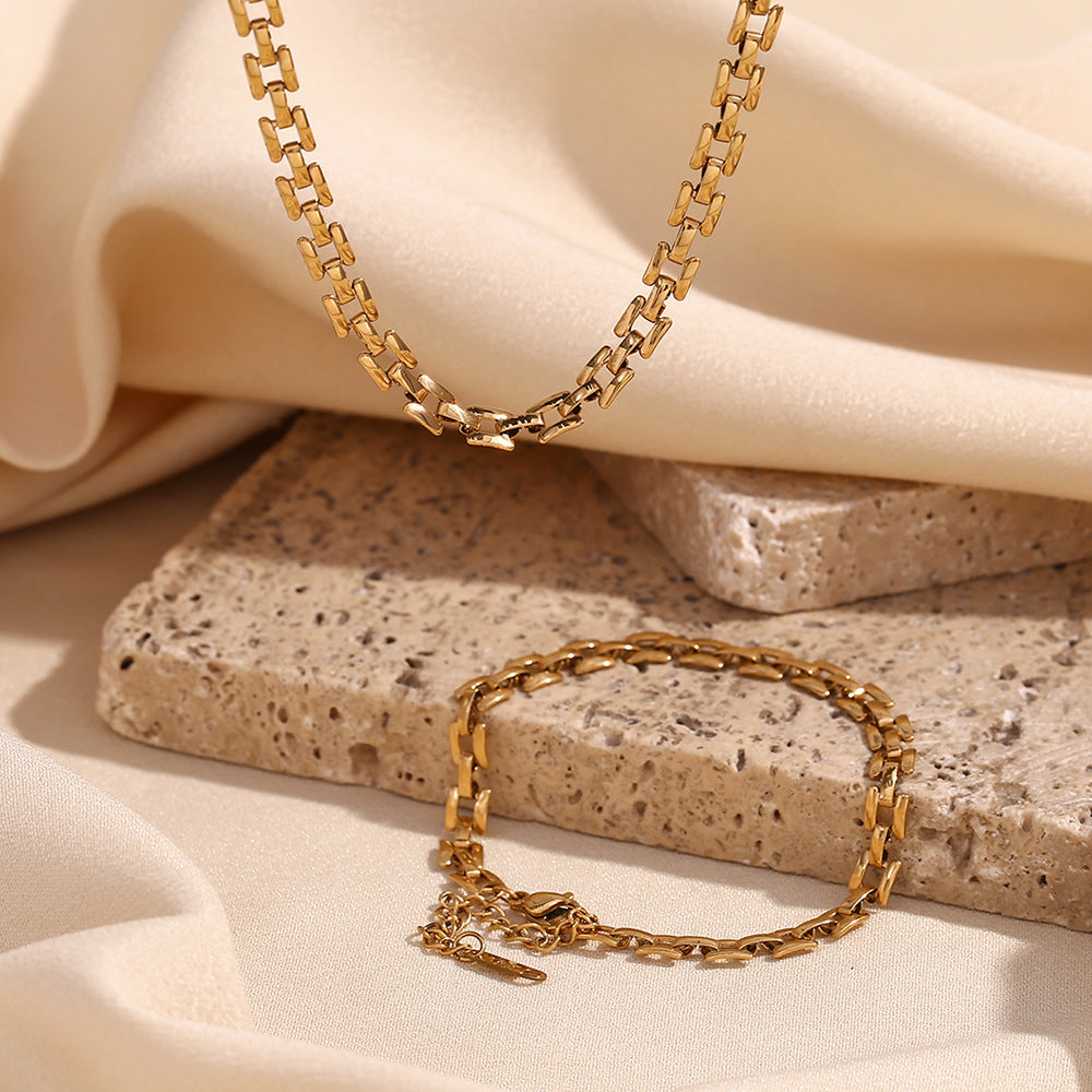 Collana con Ciondolo Quadrato Geometrico Minimalista da Donna in Acciaio Inossidabile Placcato Oro 18K