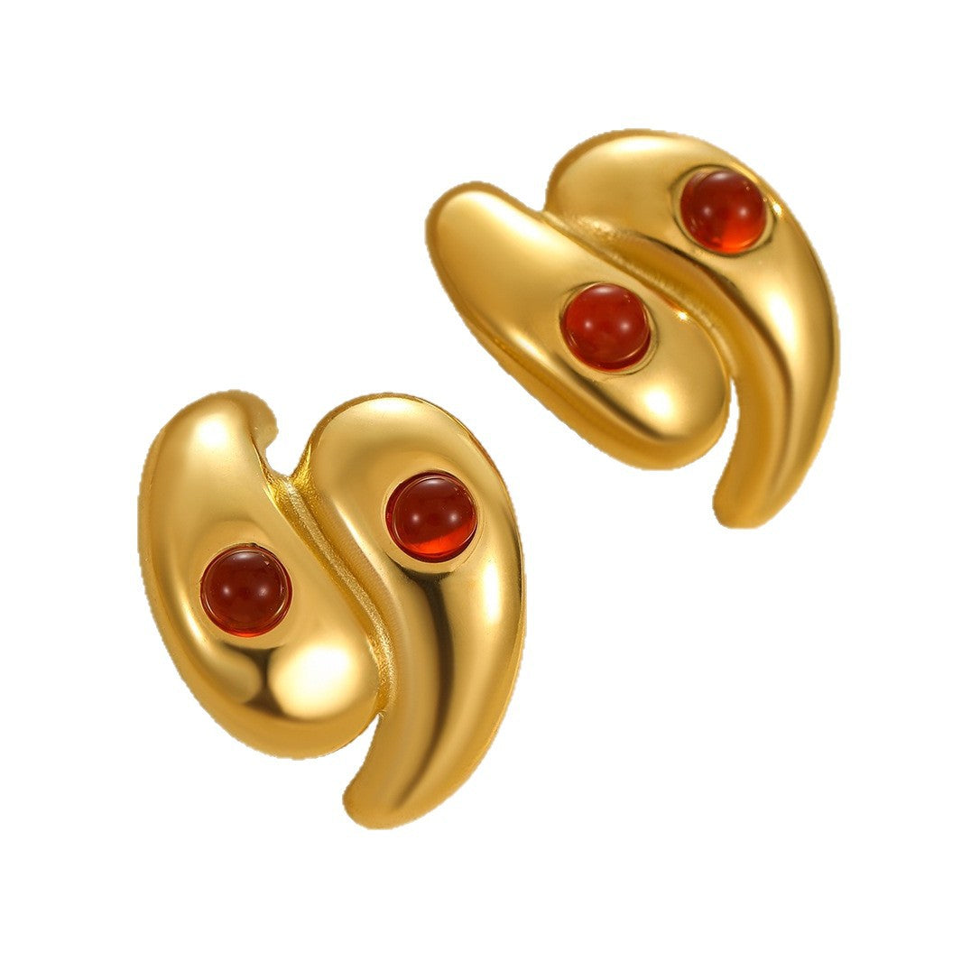 Elegante collar de acero inoxidable geométrico con borlas y corazón, chapado en oro de 18 quilates, para mujer