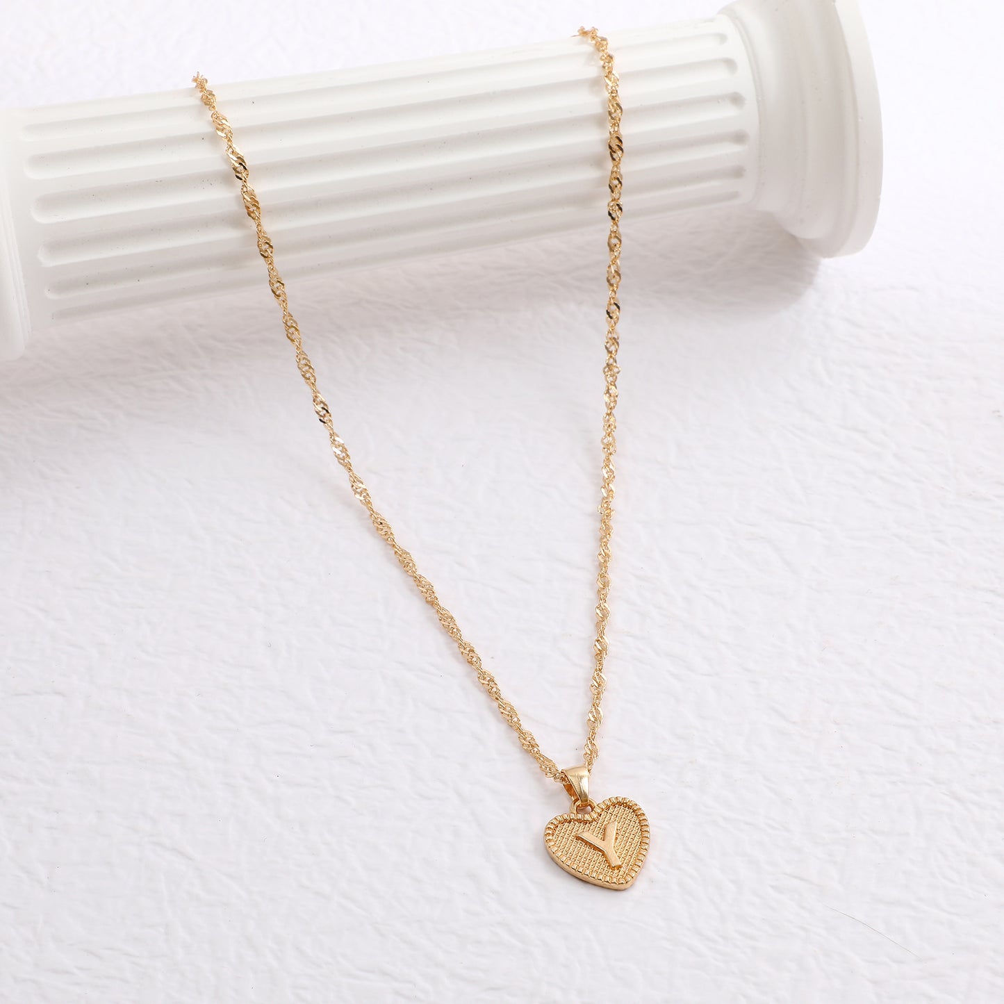 Minimalist Heart Letter Zinc Alloy Plated Necklace Singapore Chain Women