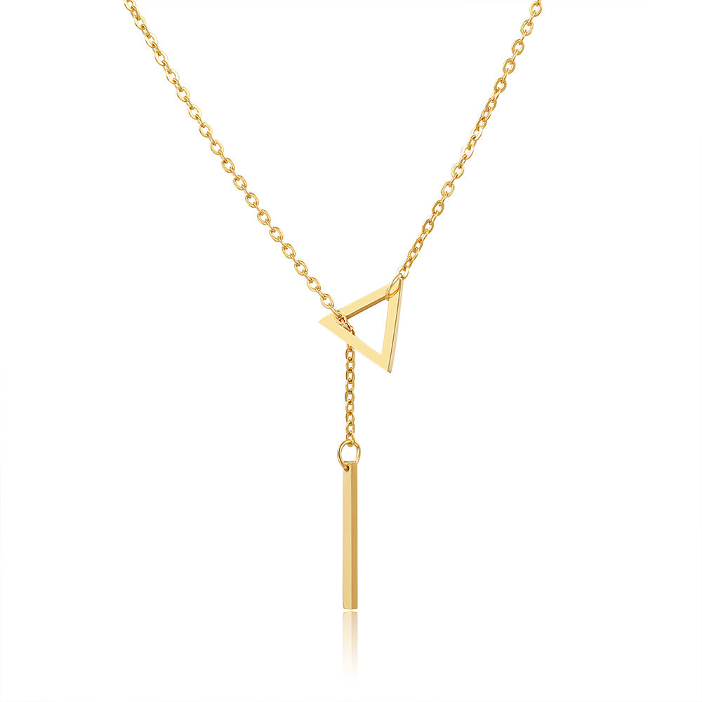 Casual Triangle Geometric Titanium Steel Plated Necklace with Alloy Pendant Cable Chain Unisex