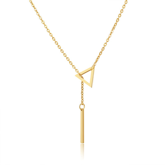 Casual Triangle Geometric Titanium Steel Plated Necklace with Alloy Pendant Cable Chain Unisex