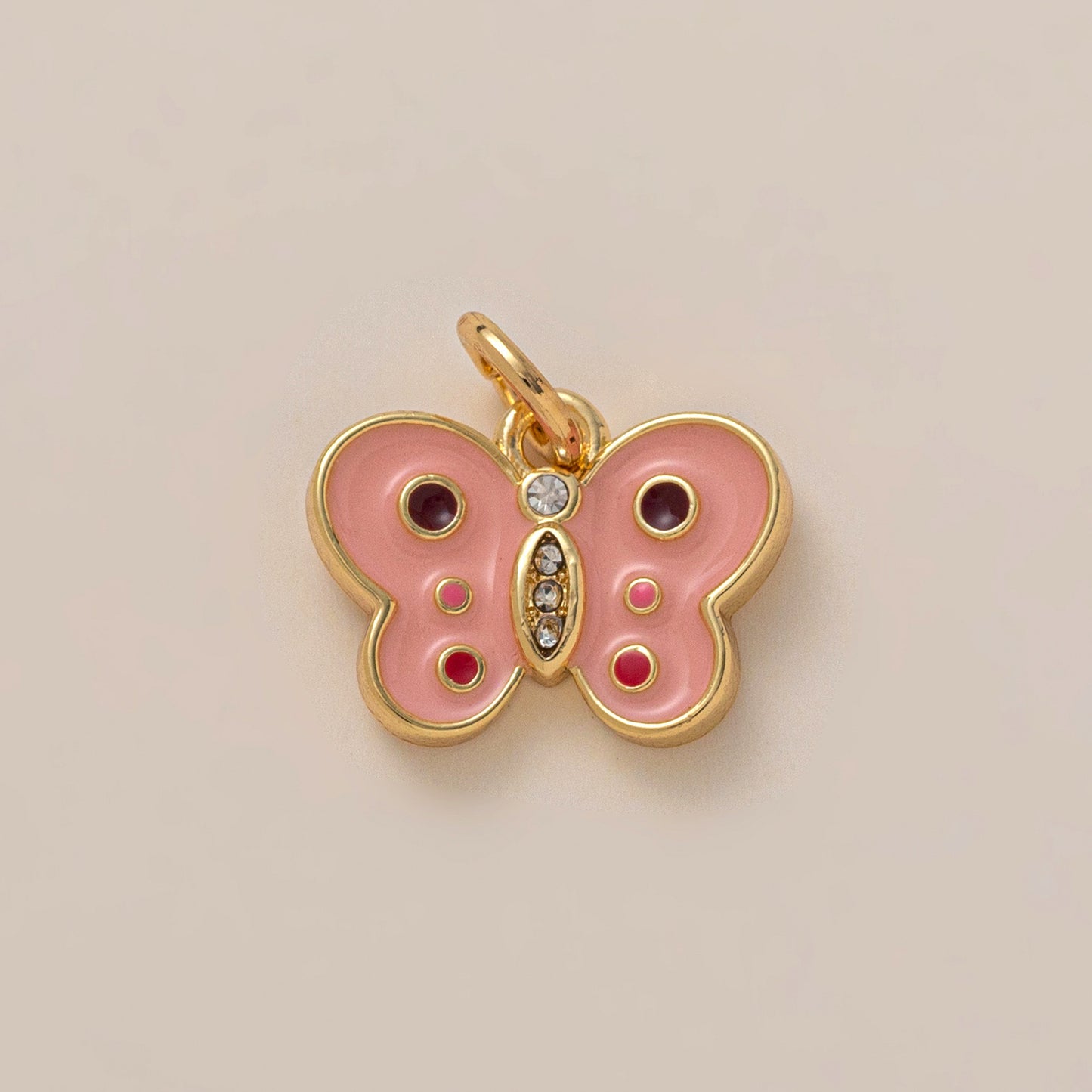 Sweet Drip Oil PVD Gold Plated Brass Stainless Steel Animal Charm Bar with Rhinestone for Women