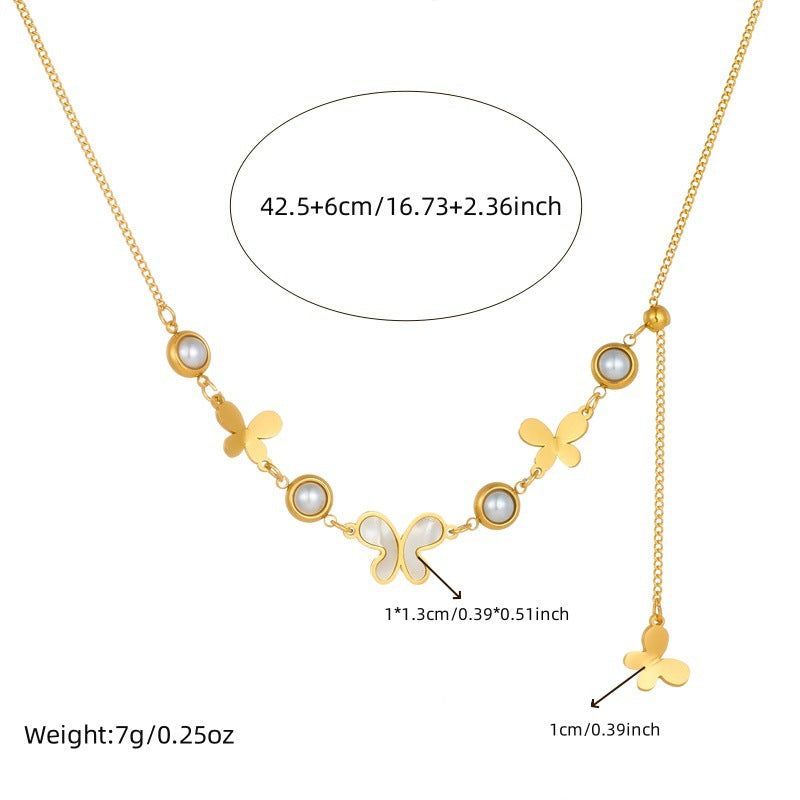 Vintage Fashion Stainless Steel Butterfly Pendant Necklace with Box Chain
