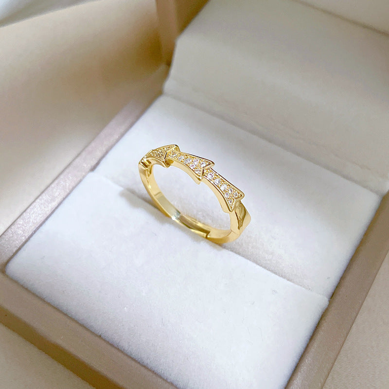 Anillo Ajustable Kawaii en Forma de Corona con Circonitas, de Latón con Acabado Chapado