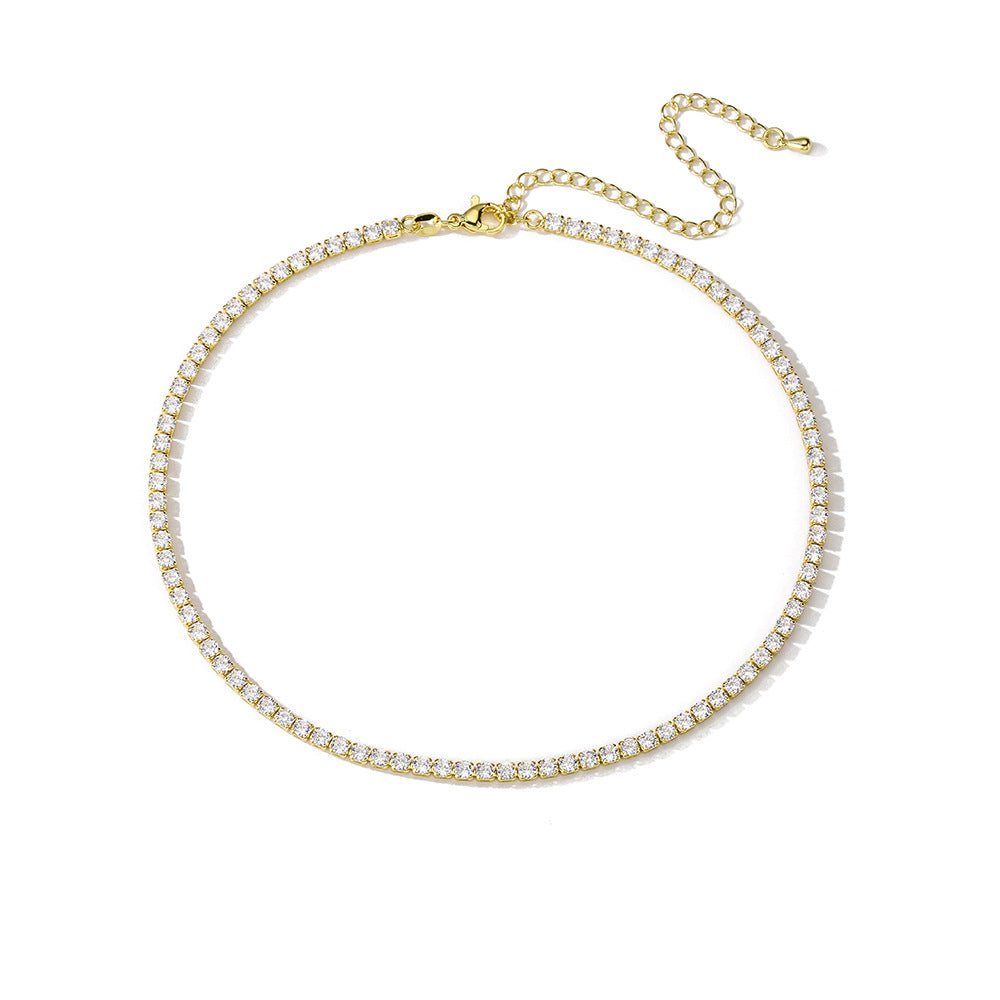 Geometric Pendant Necklace for Women Made of Brass with 18K Gold Plating and Micro-Pave Colored Zirconia