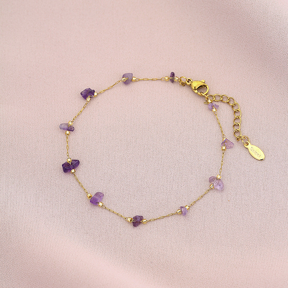 Bracciale alla moda geometrico in acciaio al titanio con finitura galvanica per uomo e donna, con accento in pietra naturale turchese