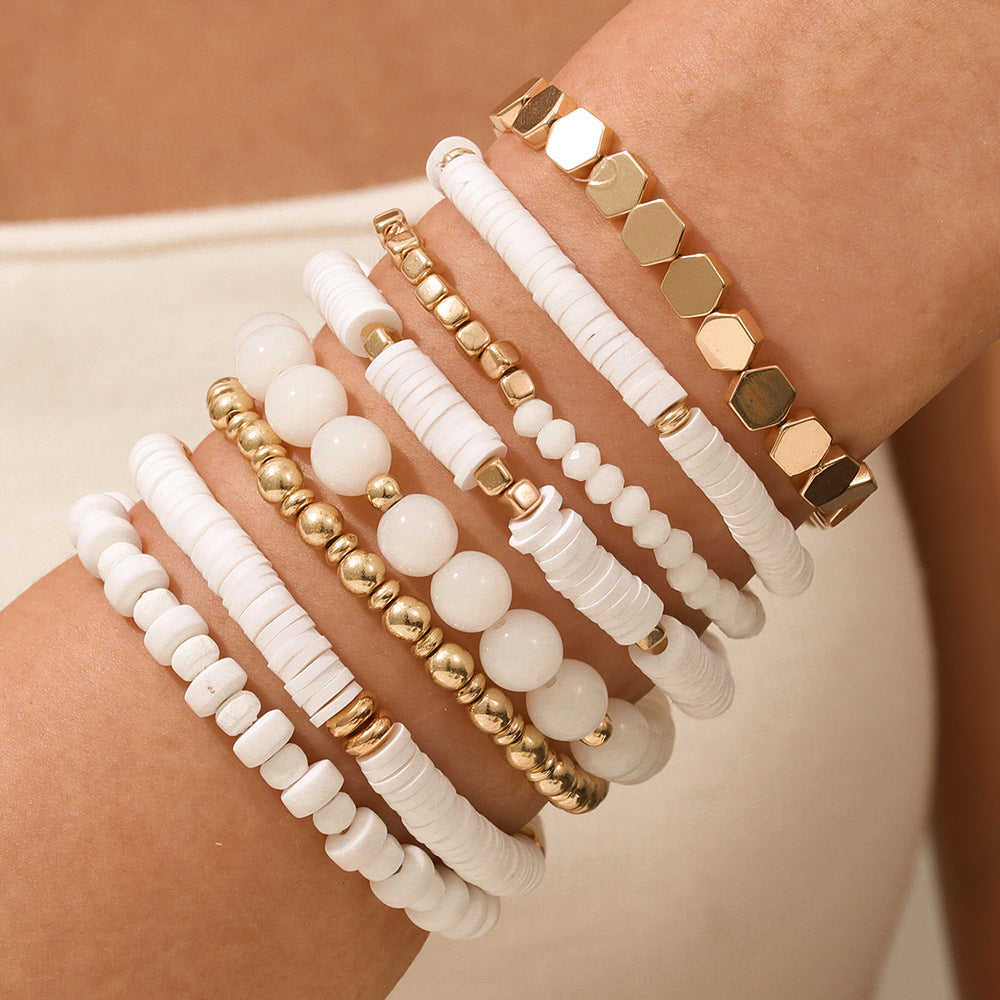 Minimalist Geometric Round Resin Plated Bracelet Unisex Fashion Stackable Bangle