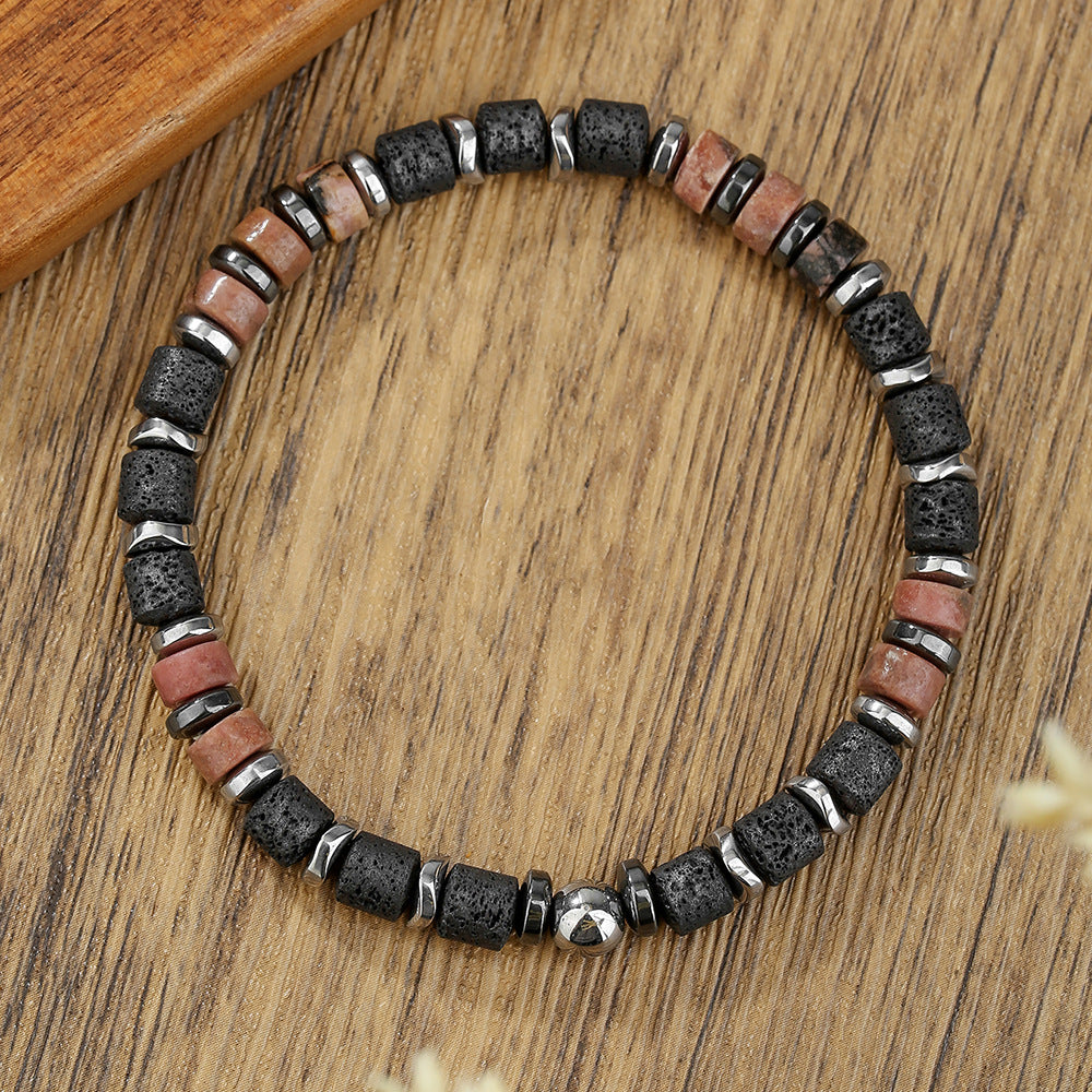 Natural Crystal Round Beaded Bracelet Handmade Geometric Stretch Jewelry Unisex