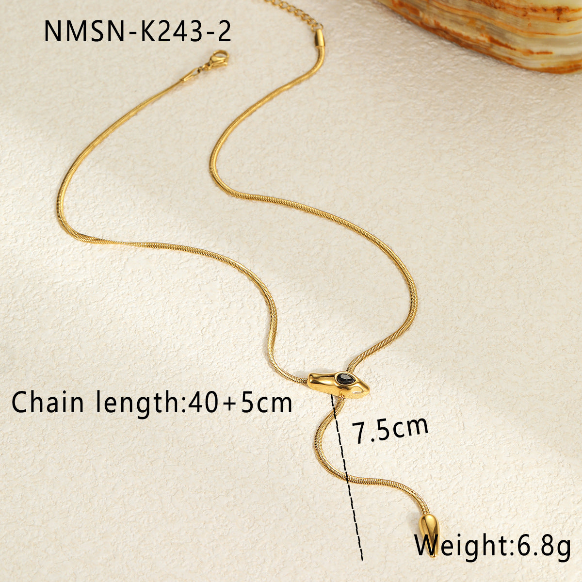 Collana da donna alla moda in acciaio inossidabile a forma di serpente con intarsio in zircone, catena clavicola retrò minimalista