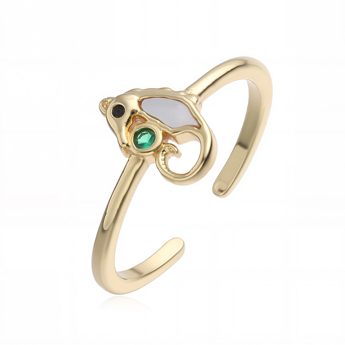 Minimalist 18K Gold Plated Geometric Cross Inlay Brass Ring for Women