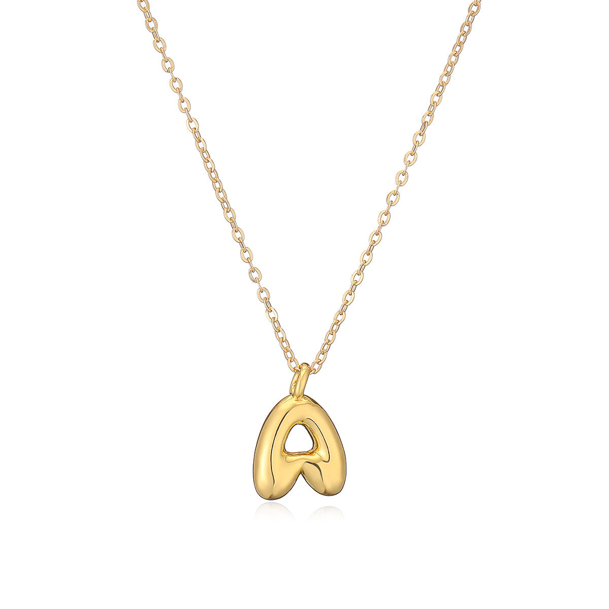 Minimalist Letter-Shaped Copper Pendant Necklace with Real Gold Plating for Women