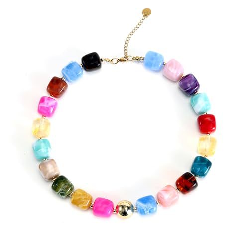 Casual Square Resin Polished Pendant Necklace for Women
