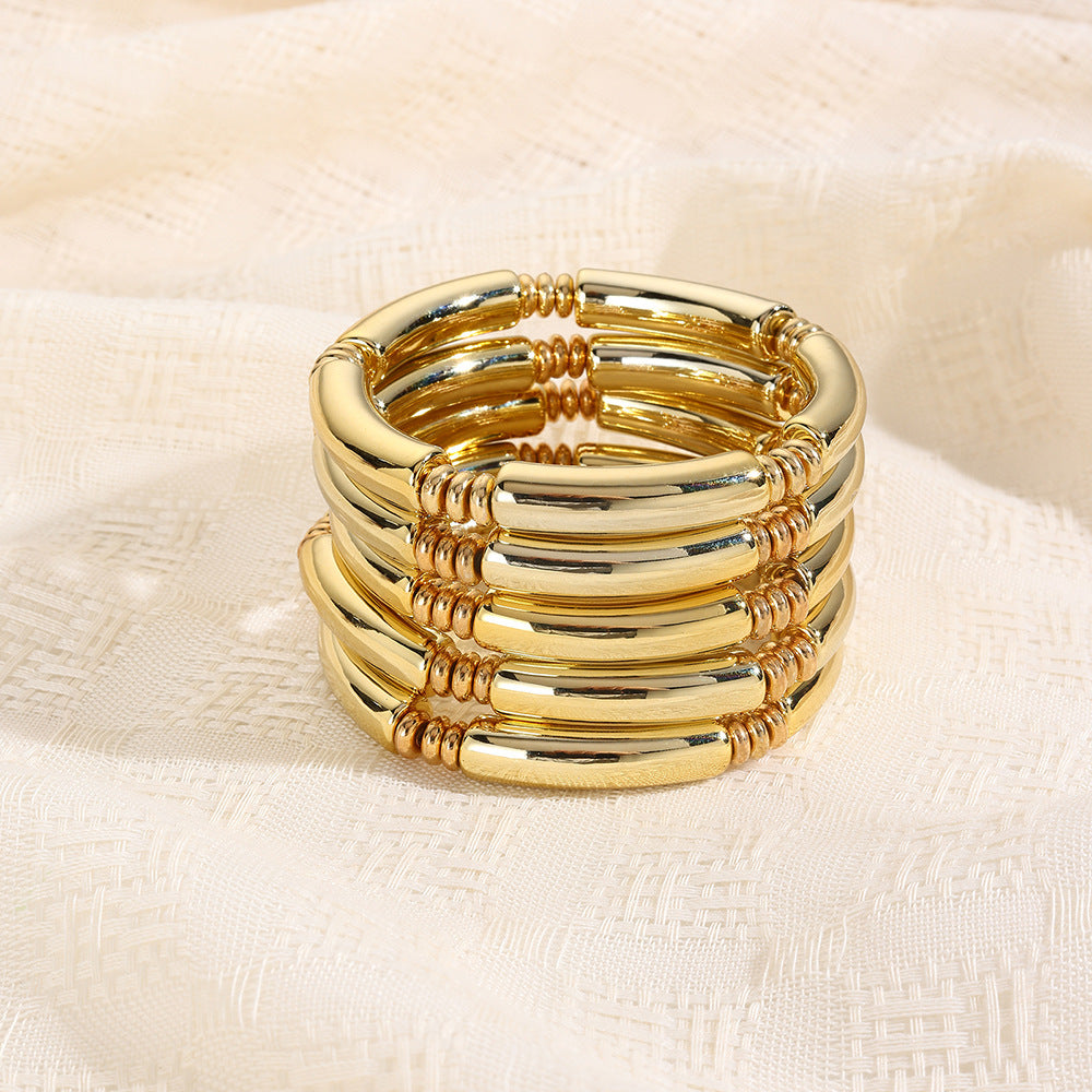 Geometric CCB Beaded Bamboo Bracelet Set for Women