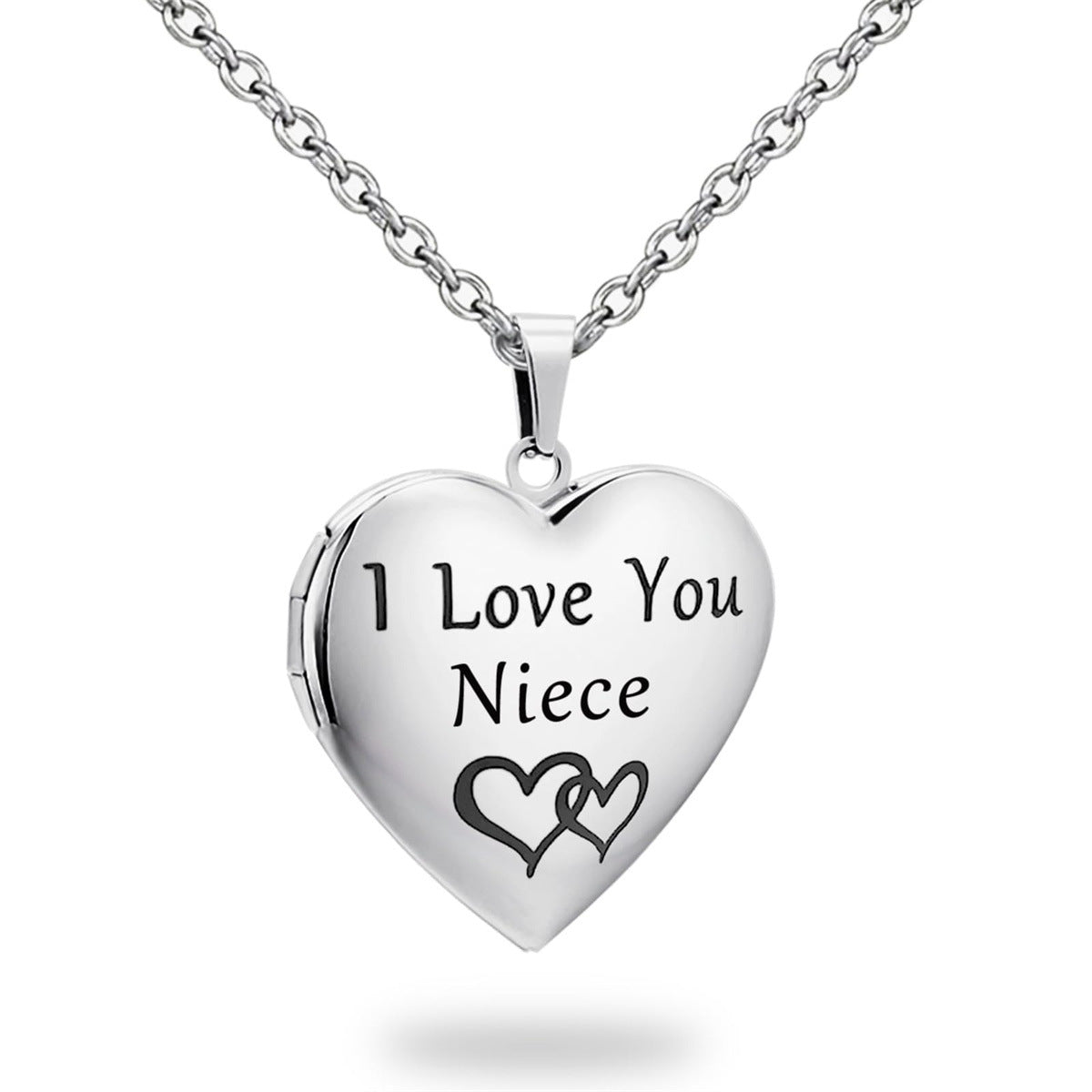 Natural Style Heart-Shaped Stainless Steel Pendant Necklace with Opening Photo Frame and Engraving Capability for Women