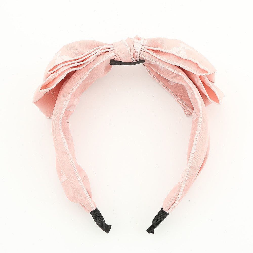 Minimalist Pink Bow Fabric Headband for Girls Summer Children's Hair Accessory Princess Style