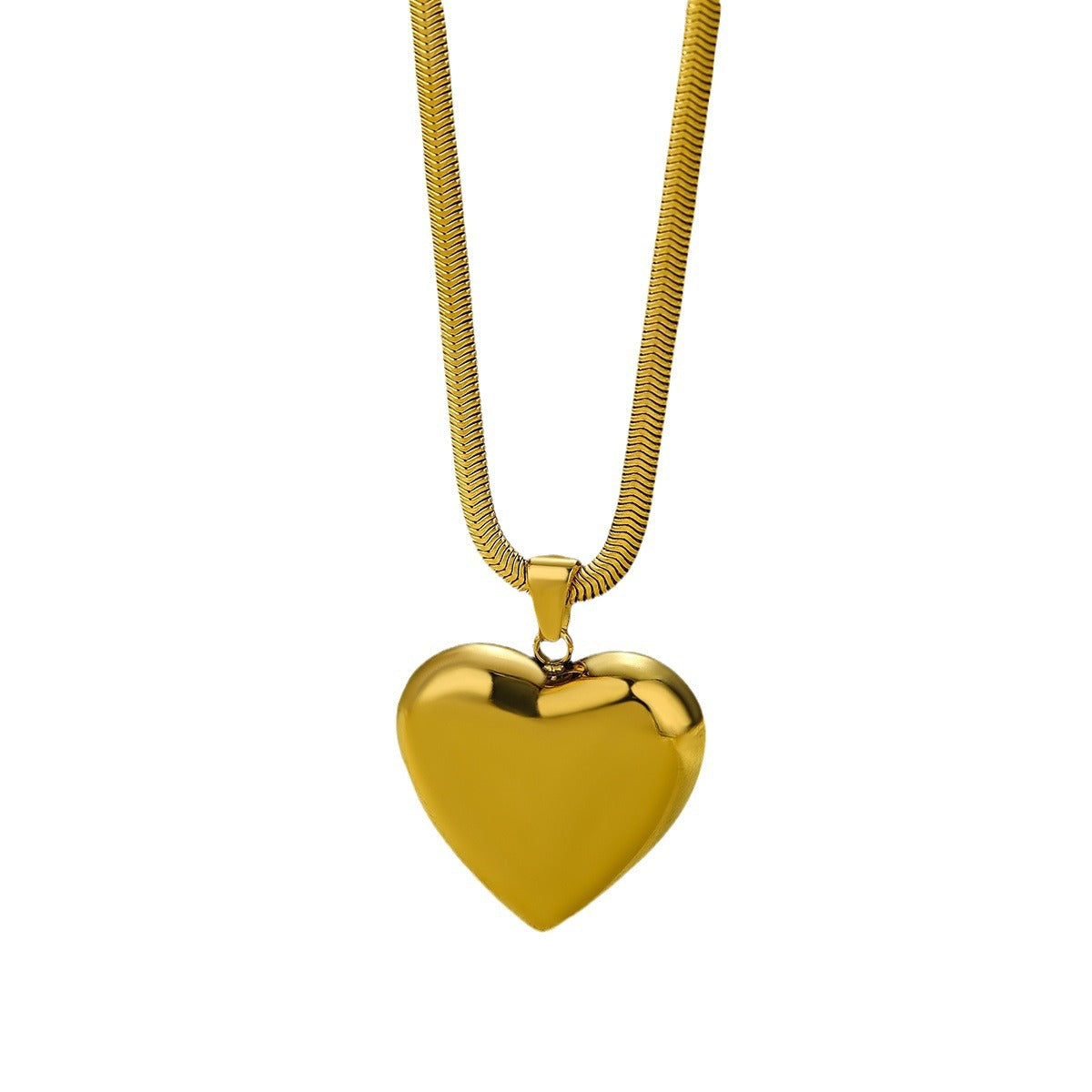 Collana da donna alla moda minimalista a forma di cuore in acciaio al titanio con finitura galvanizzata, ipoallergenica e resistente allo sbiadimento