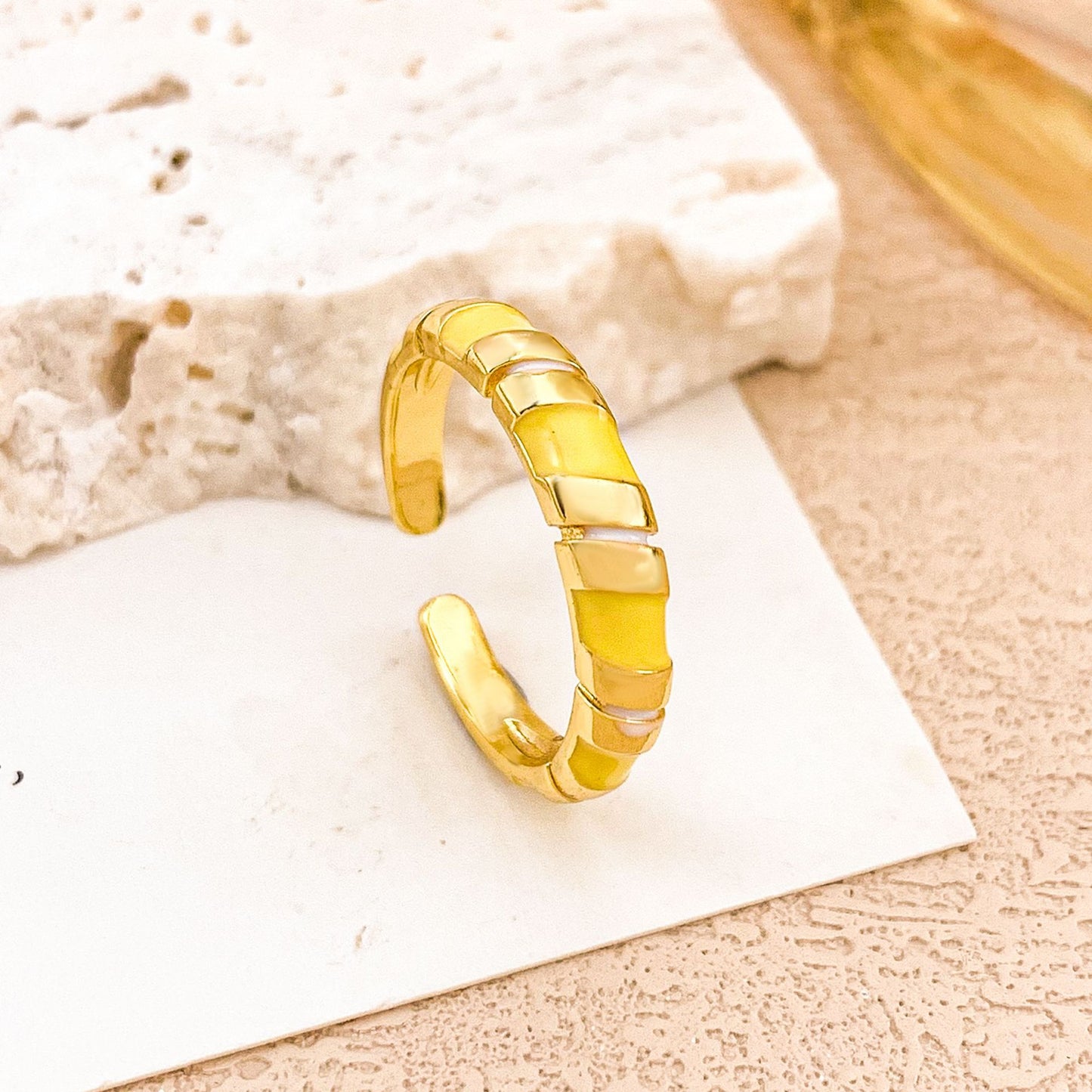 Sweet Floral Enamel Plated Alloy Ring for Women