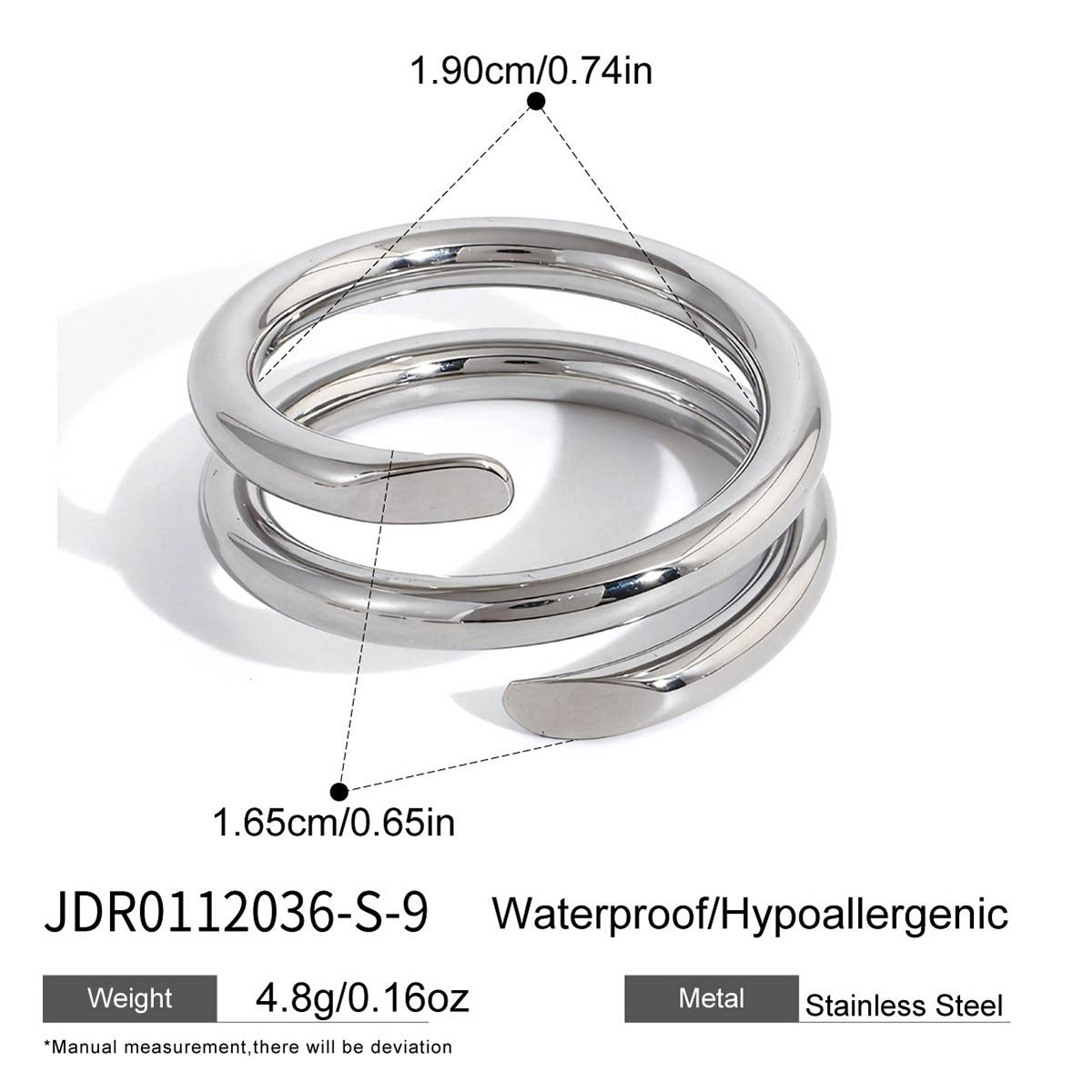 Anillo de Acero Inoxidable Geométrico Minimalista con Recubrimiento de Oro PVD al Vacío para Mujer