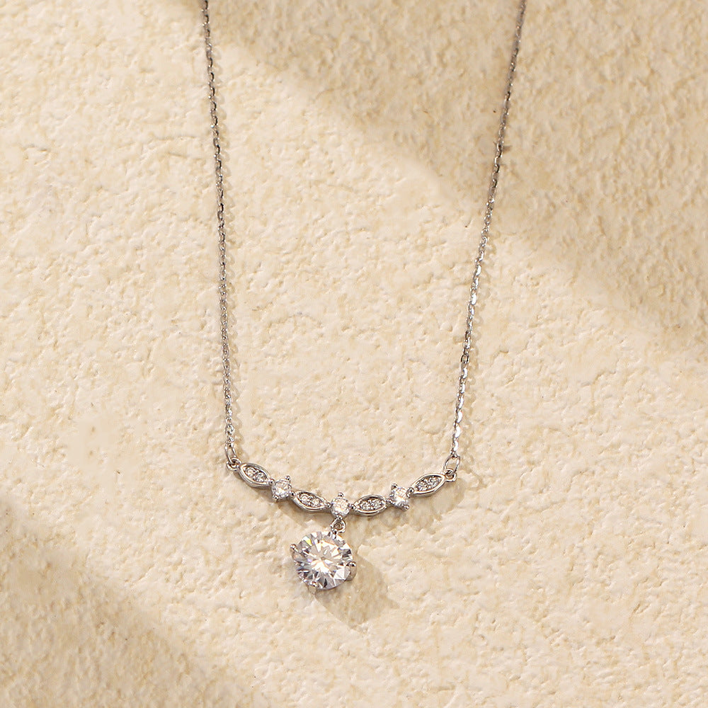 Collana a maglie forzate con zirconia cubica placcata in argento sterling 925, lusso elegante, geometrica rotonda e ovale, da donna