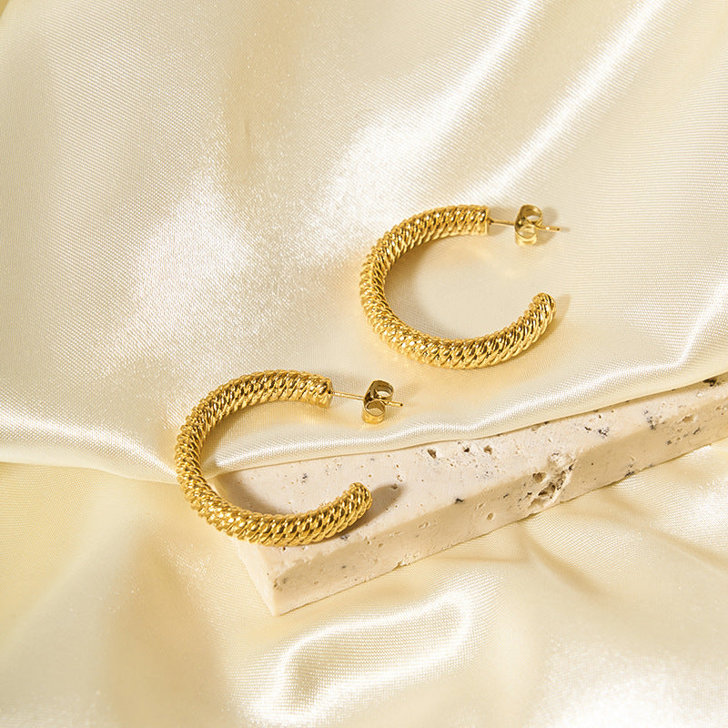 Orecchini minimalisti geometrici a U in acciaio inossidabile placcati oro 18 carati da donna