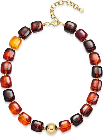 Luxury Heart Resin Pendant Acrylic Bead Necklace for Women