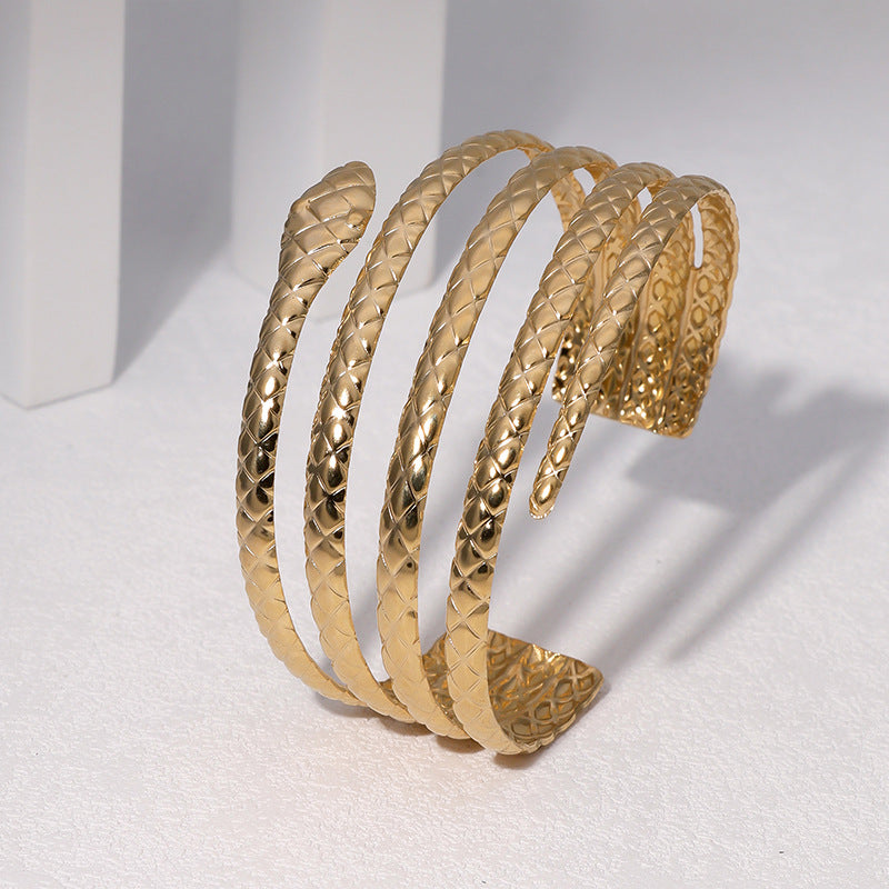 Minimalist 18K Gold Plated Stainless Steel Snake Chain Bracelet for Women