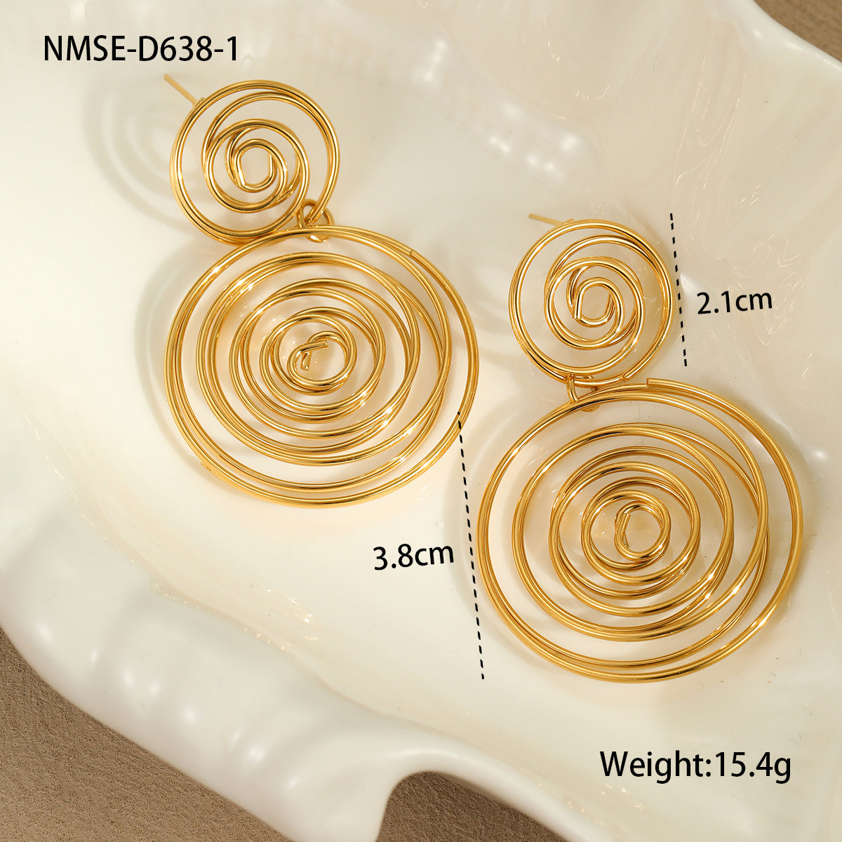 Aretes de aro de acero inoxidable con diseño geométrico y acabado chapado para mujer