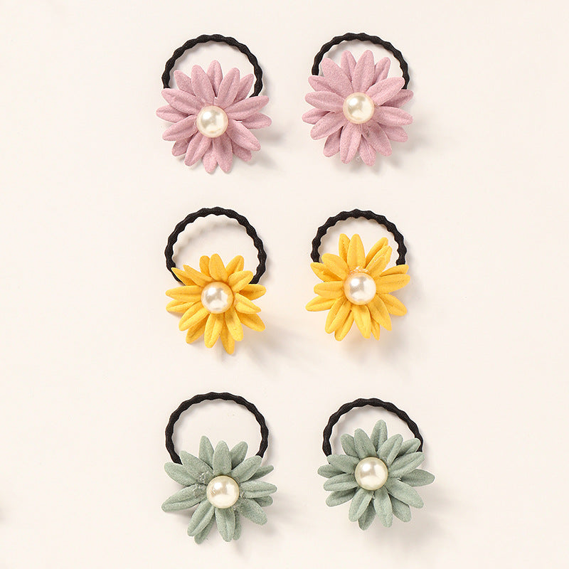 Juego de accesorios para el cabello de margaritas florales vintage para niñas con ligas y broches de tela estilo jardín rústico