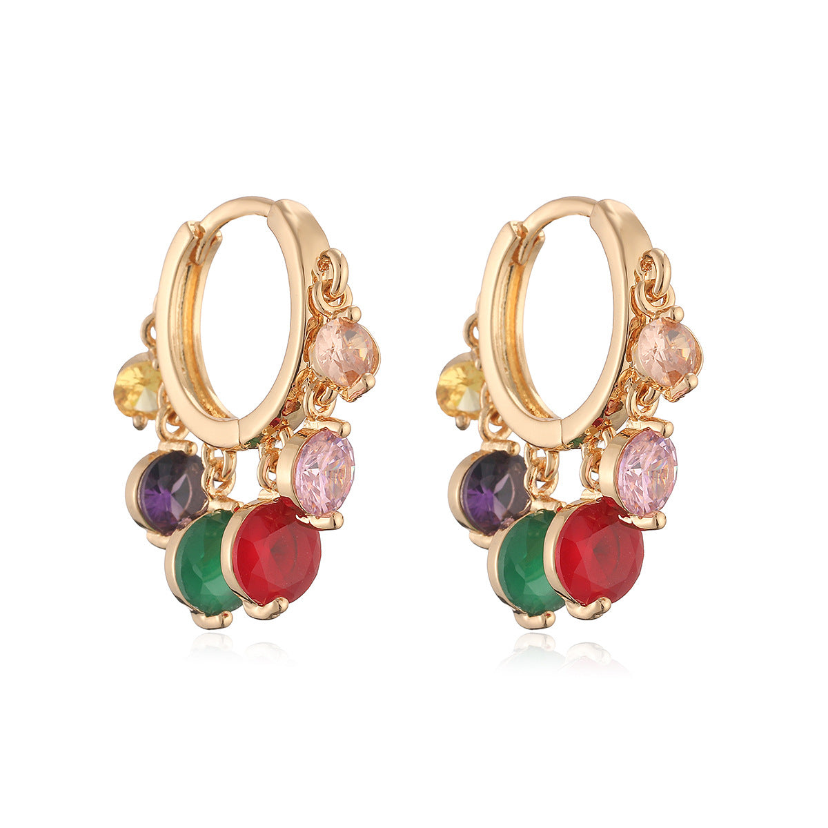 Minimalist Elegant Geometric Brass Gold Plated Cubic Zirconia Earrings for Women