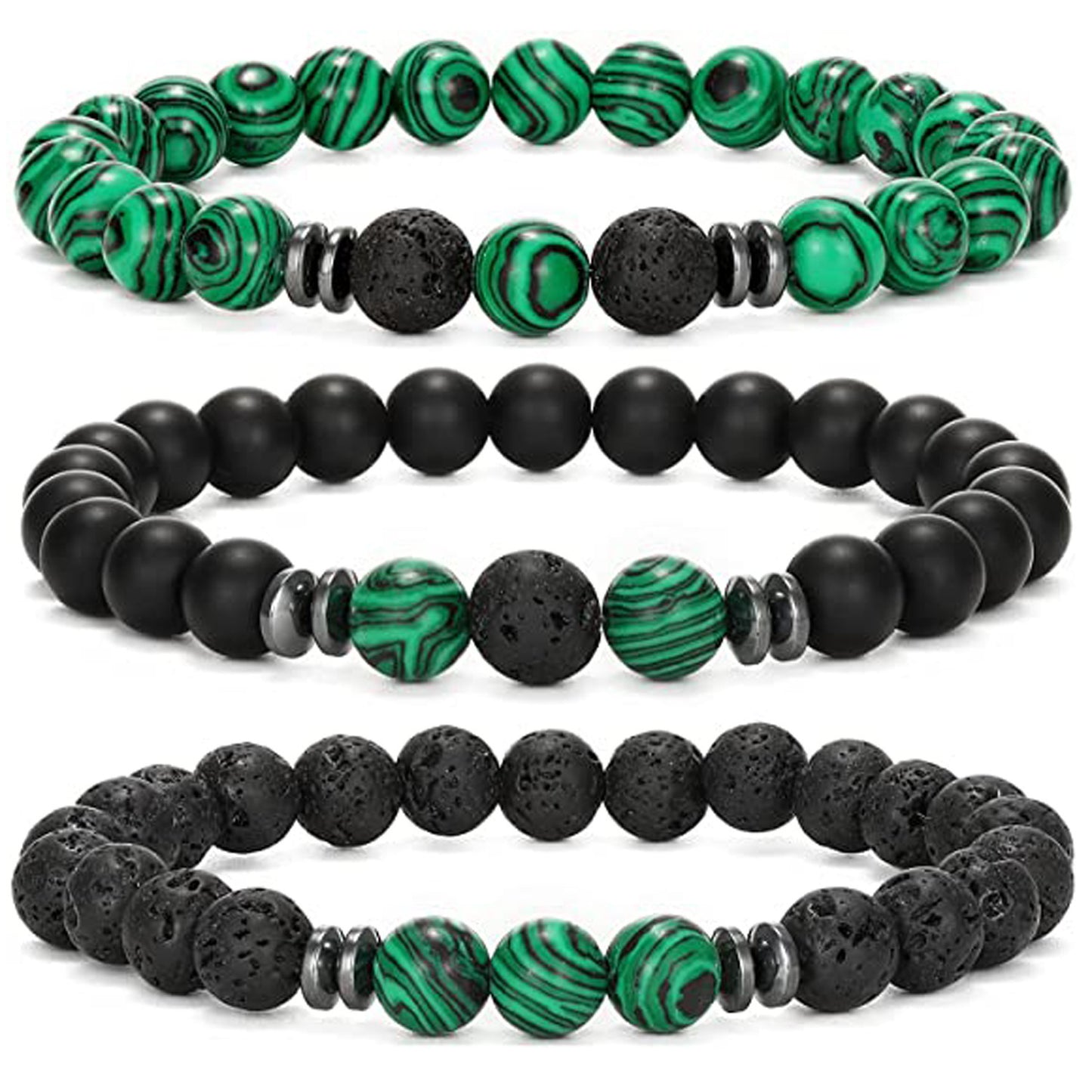 Minimalist Round Agate Geometric Bracelet Set Unisex