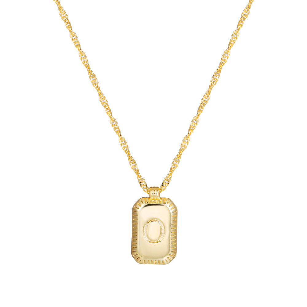 Sweet Gold Plated Brass Letter Geometric Titanium Steel Pendant Necklace for Women